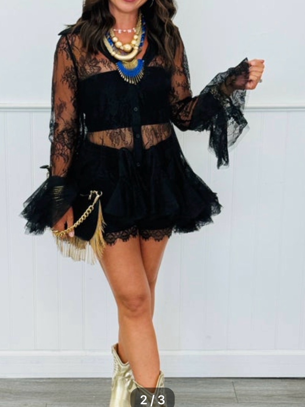 Black Lace Long-Sleeve top by Galita